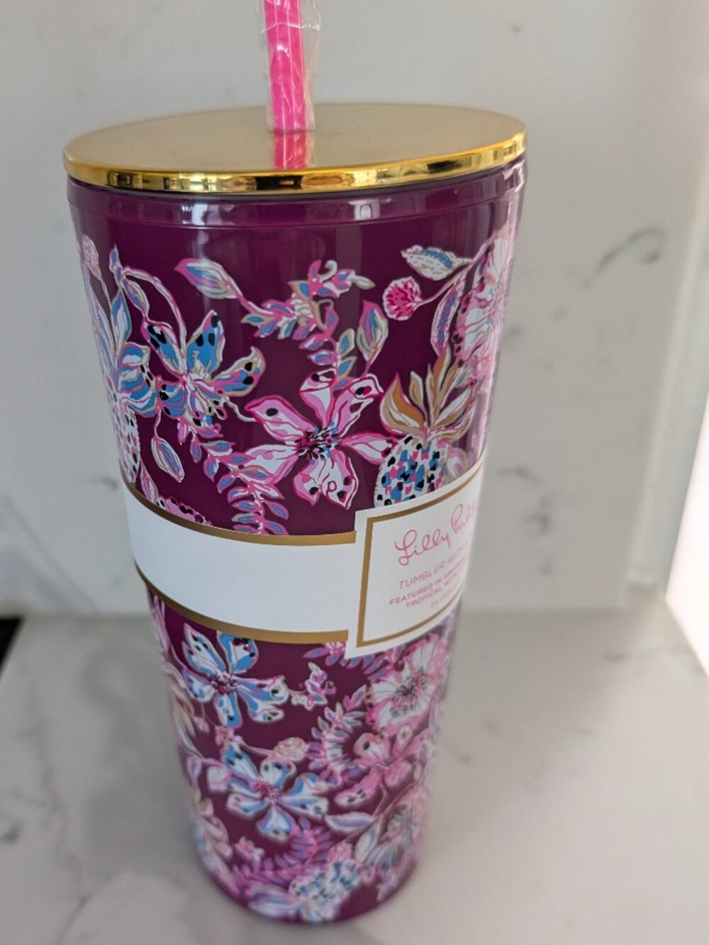 Lilly Pulitzer tumbler with straw